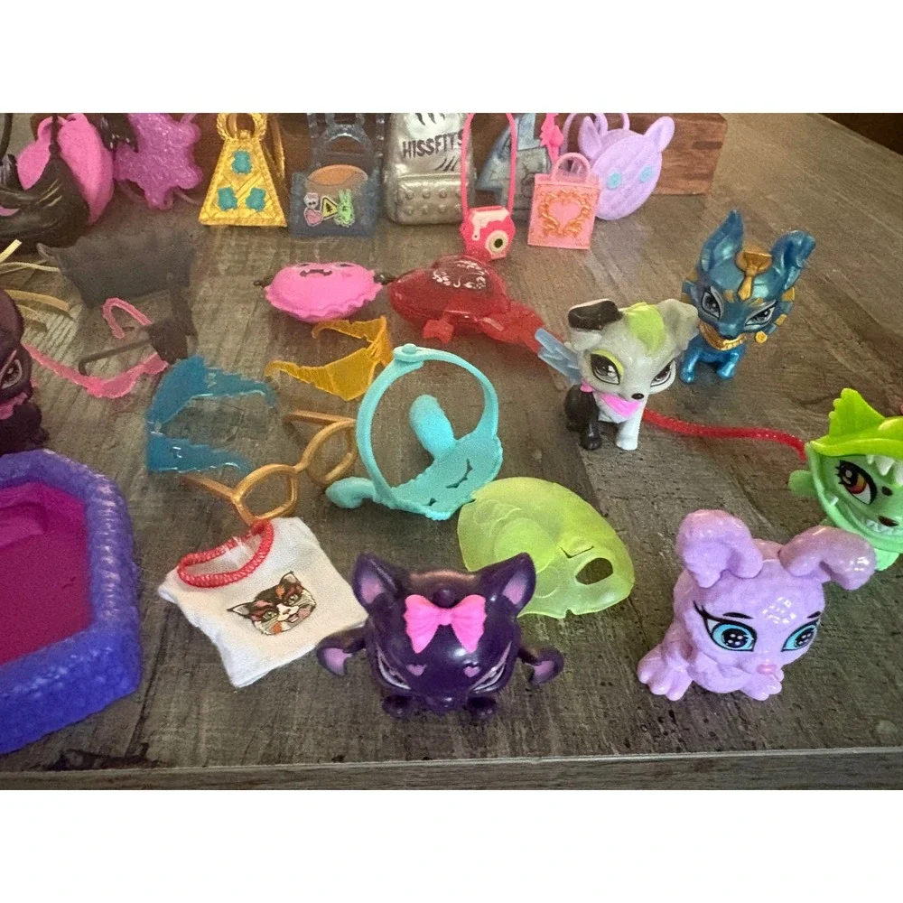 Monster High G3 Doll Accessories and Pets Lot Count Fabulous Watzie Hissfits Bag